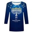thumbnail image 2 of Cilsoka Summer Shirts for Women 2026 Trendy, Hanukkah Shirt Women Menorah Print T Shirts 3/4 Length Sleeve Hanukkah Shirts Loose Fit Crew Neck Tunic Tops, Floral Print Tshirts, 2 of 4