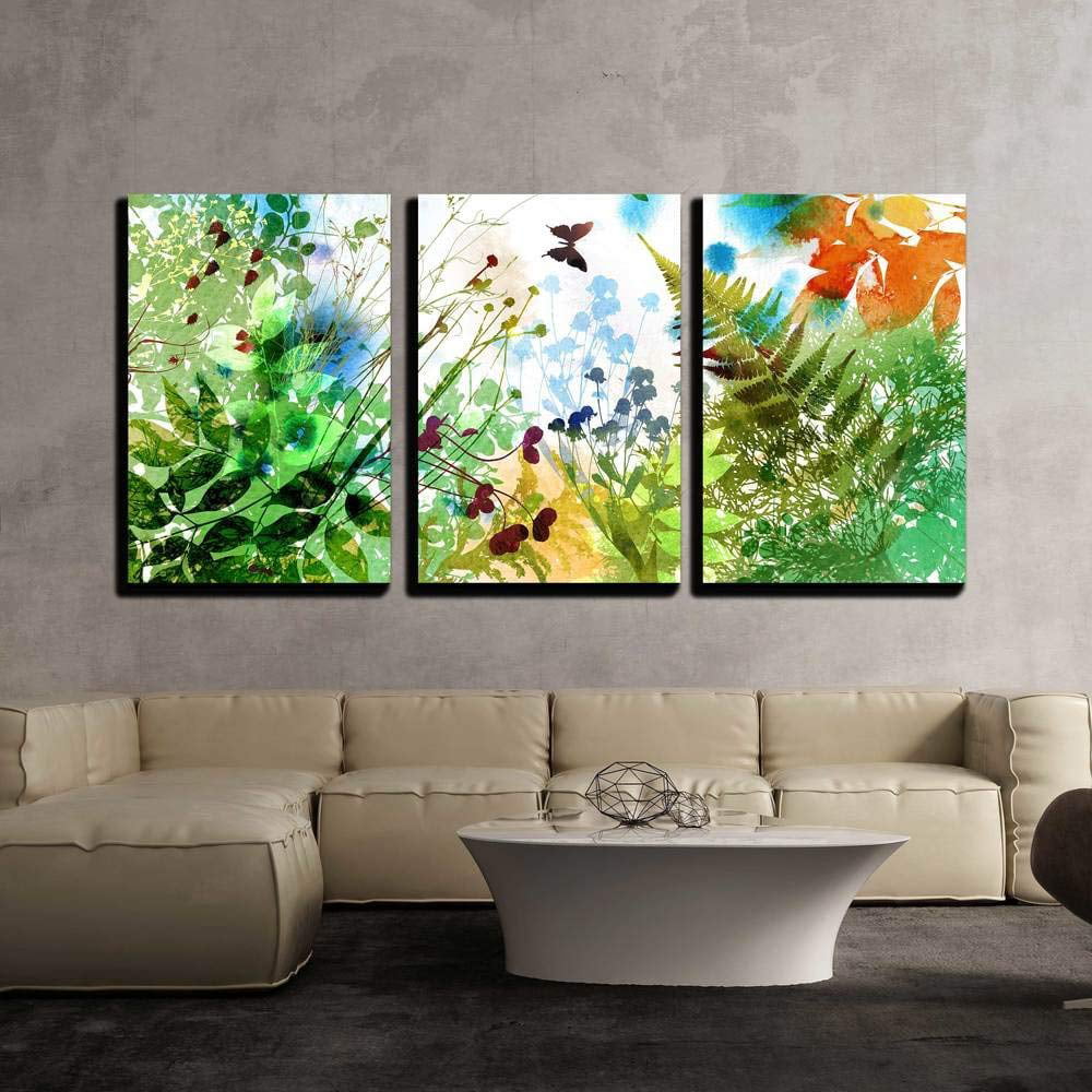 Intelligent Design Summer Bliss Framed Floral Canvas Wall Art 16X16 3 Piece Multi Panel Casual Wall Décor 