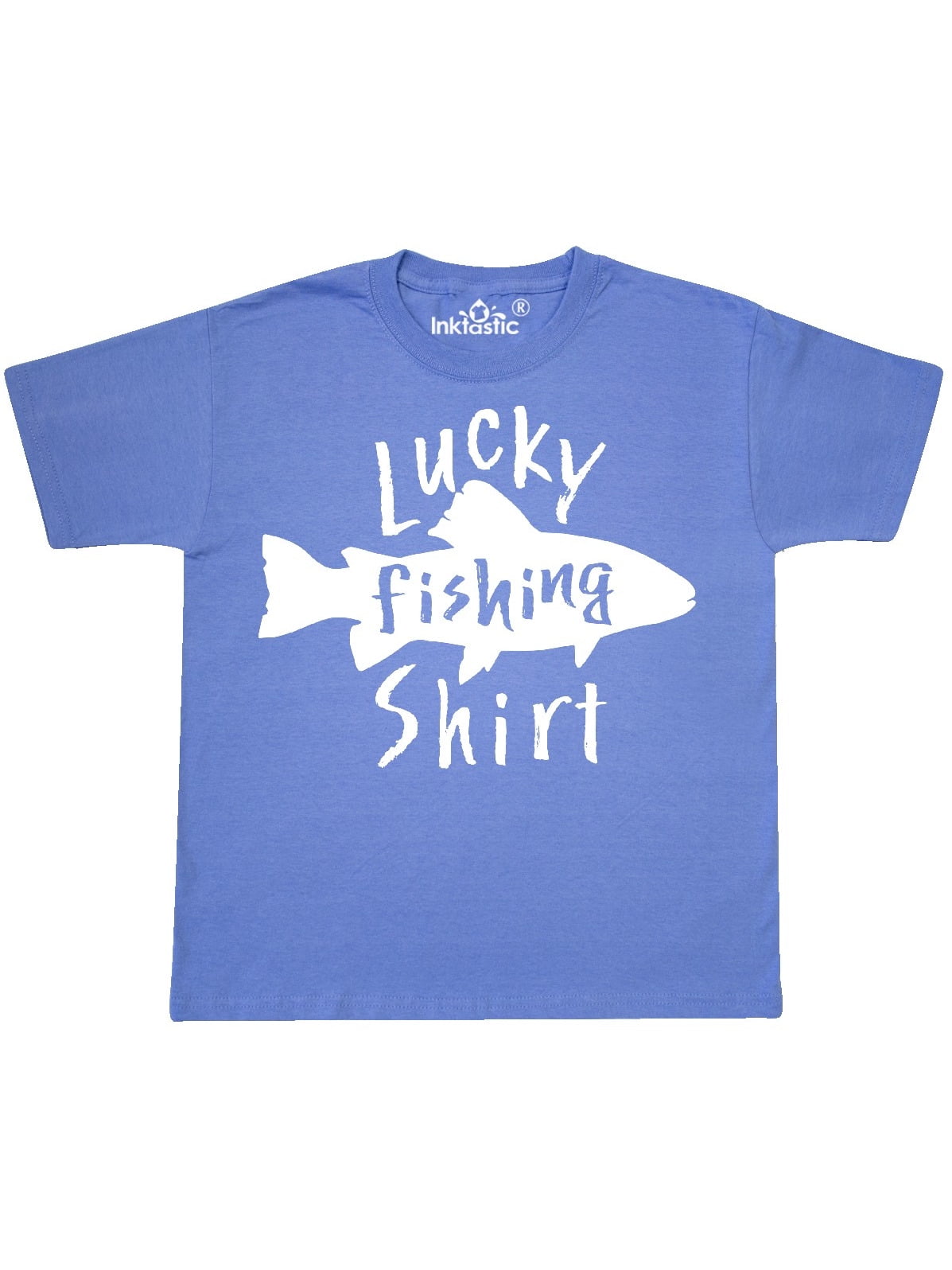 INKtastic - Lucky Fishing Shirt- fish Youth T-Shirt - Walmart.com ...