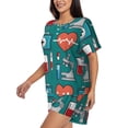 thumbnail image 2 of Bixox Women's Medical Elements Printed Pajama Set 2 Piece Lounge Set Top and Shorts Soft Pajamas, Shorts with Pockets, 2 of 7