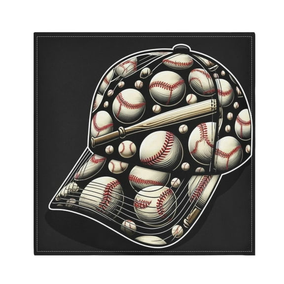 JSTEL Baseball Hat Cloth Napkins Set of 1, 20x20 Inch Washable and Reusable Napkin for Decoupage Dinner Party Everyday Use