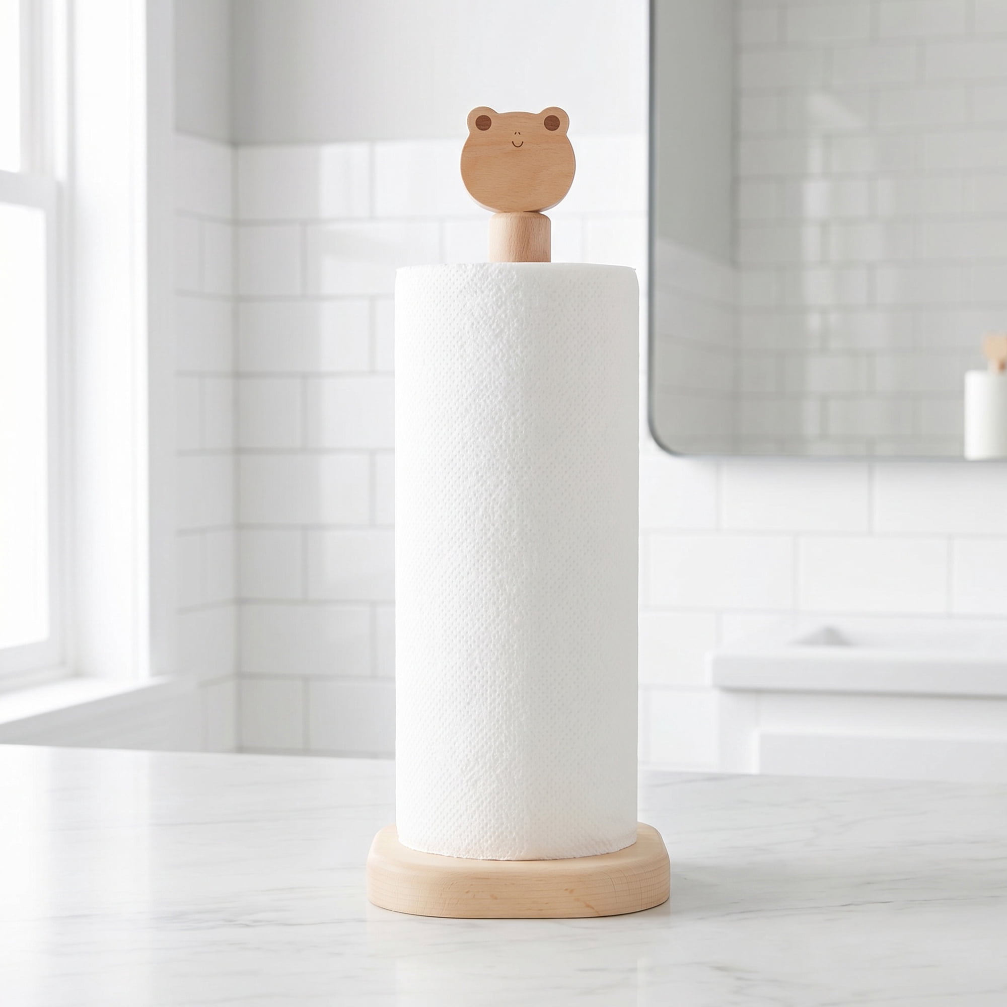 Unique Bargains Paper Towel Holder Countertop Non Slip Base Dispenser Panda 13.2x5.1inch
