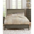 thumbnail image 6 of Transitional Style Gray Finish 1pc Queen Size Sleigh Bed Button-Tufted Faux Leather Upholstered Headboard Bedframe, 6 of 7