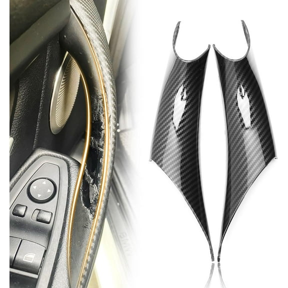 PRM 2PCS Front Interior Inner Inside car Door Pull Handle Grab Cover Fit for BMW 3 Series 320i/328i/330i/335i/F30/F31/F34 2012-2018 and 4 Series 428i/435i/F32/F36 2012-2018 Carbon Fiber Color