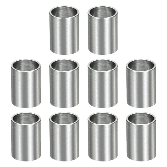 Uxcell 10pcs M10 Metal Spacers, 3/8" IDx1/2" ODx13/16" Length Stainless Steel Spacer Round Unthreaded Standoff Bushing Plain Finish for Screw Bolts, Silver 10x12x20mm
