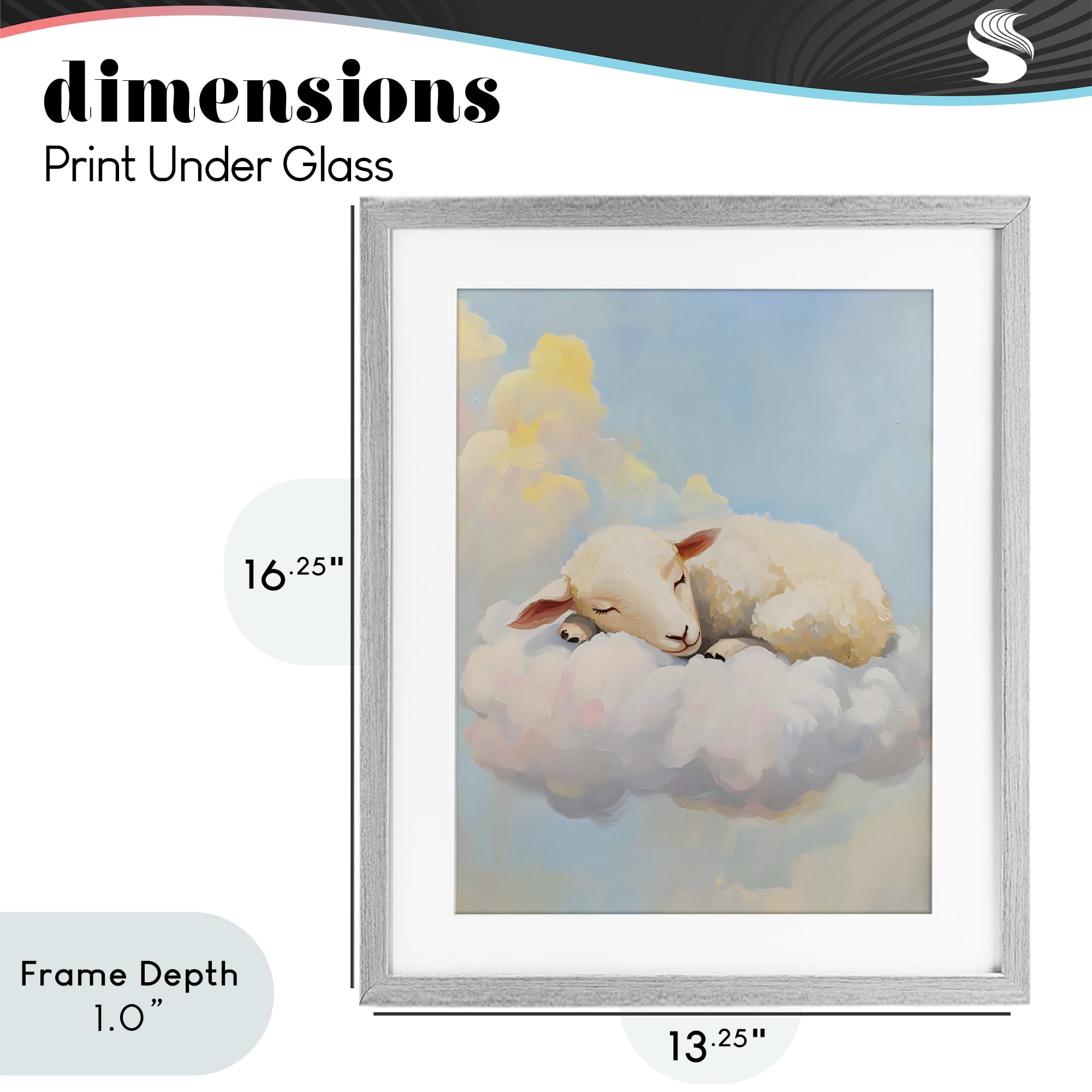 Stupell Industries Sleeping Sheep on a Cloud Gray Framed Print Under Glass, design by The Prints Vibe