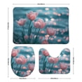 thumbnail image 3 of Vibe Blooming Tulips 3 Piece Bath Rugs Mat Set, Flannel Mats, Machine Washable Carpets Mat for Bathroom Kitchen, Tub Toilet Contour Mat Lid Cover, 3 of 7
