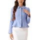 thumbnail image 1 of INSPIRAR CHIC Blazers de Oficina Elegantes para Mujeres con Cuello Peter Pan, Mangas Largas, Dobladillo Volante, Abotonado Simple, Color Azul Claro M, 1 of 6