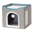 thumbnail image 3 of Cama plegable para gatos, cueva de juego interactiva, casa universal para gatos de invierno Gris oscuro, 3 of 9