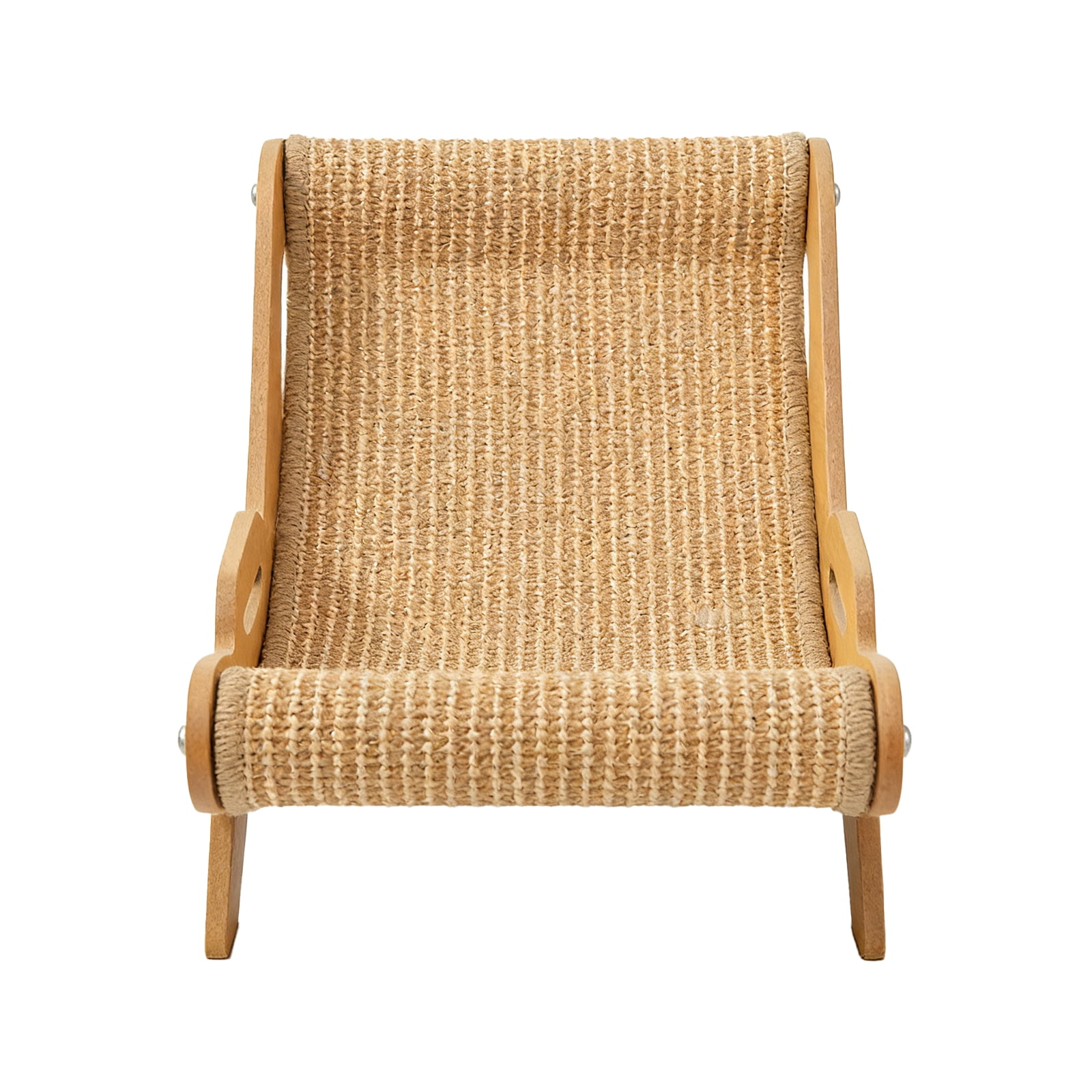 2 in 1 Cat Scratcher Lounge Chair, Wooden Hammock Bed With Woven Scratching Surface for Cats Kittens Dogs