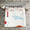 thumbnail image 3 of Ambesonne Japanese Quilted Bedspread Set 3 Pcs, Watercolors Asian Folk, King Size, Multicolor, 3 of 3
