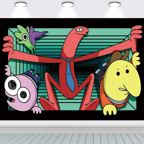 Smiling Friends Backdrop Banner Party Supplies Poster Movie Theme Background for Photography Birthday Decorations