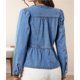 thumbnail image 4 of Chaqueta Vaquera Peplum para Mujer, Sin Cuello, Cuello Redondo, Abotonada, Corta, con Bajo Volantes M, 4 of 8