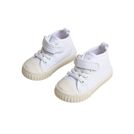 

Ymiytan Girls Boys Flats Non-Slip Canvas Sneakers High Top Casual Shoes Running Lightweight Outdoor Comfort Walking Shoe White 6C