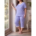 thumbnail image 3 of Cueply Women Plus Size Pajamas Set Short Sleeve Pjs Sleepwear Loungewear Nightwear with Pockets, 3 of 8