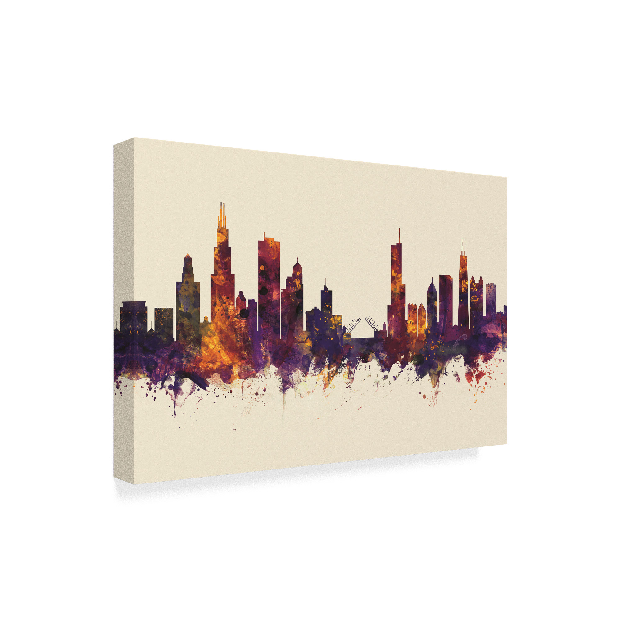 Trademark Fine Art 'Chicago Illinois Skyline Dark III' Canvas Art by Michael Tompsett