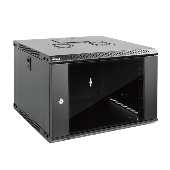 Tecmojo 6U Wall Mount Server Cabinet IT Network Rack Enclosure Lockable Door and Side Panels Black,Cooling Fan,Standard Glass Door,17.7inch Depth,for 19†IT Equipment,A/V Devices