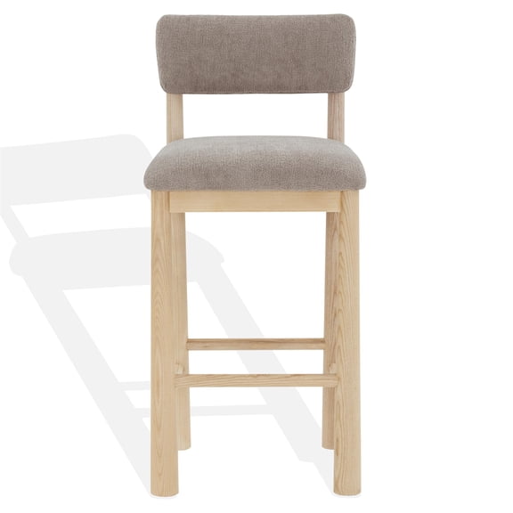 Safavieh Couture Wrenley Square Mid Back Bar Stool, Light Brown/Natural