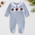 thumbnail image 2 of Wonitaaizi Newborn Baby Boy Football Outfit Romper Long Sleeve Jumpsuit Fall Clothes (Newborn,Blue), 2 of 4