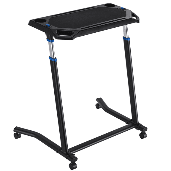 Cycling Desk, Foldable Bike Trainer Treadmill Desk with Wheels - Home Office Exercise Fitness Desk for Indoor Bikes - Adjustable Height & Storage