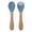 Blue, variant on qajexluz Baby Feeding Utensils Toddler Self Feeding Tableware Baby Led Weaning Spoon Fork Set Soft Silicone Tips with Beech Wood Handles Toddler for Babies
