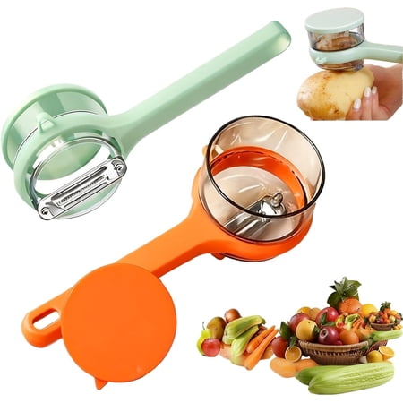 2PCS Upgrade Fruit Vegetable Peeler with Catcher, 2026 New Special Potato Peelers for Kitchen, Double-Sided Stainless Steel Apple Peeler with Box Storage