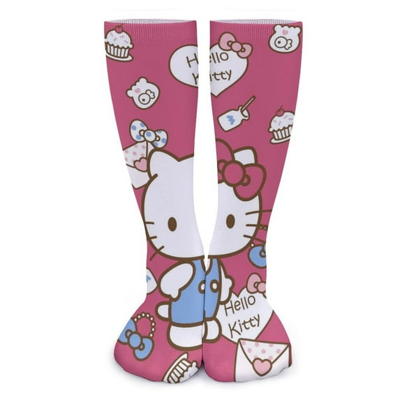 Hello Kitty Thick Stockings for Men Women Durable Comfort Calf Socks Soft Casual Crew Socks 15.7inches
