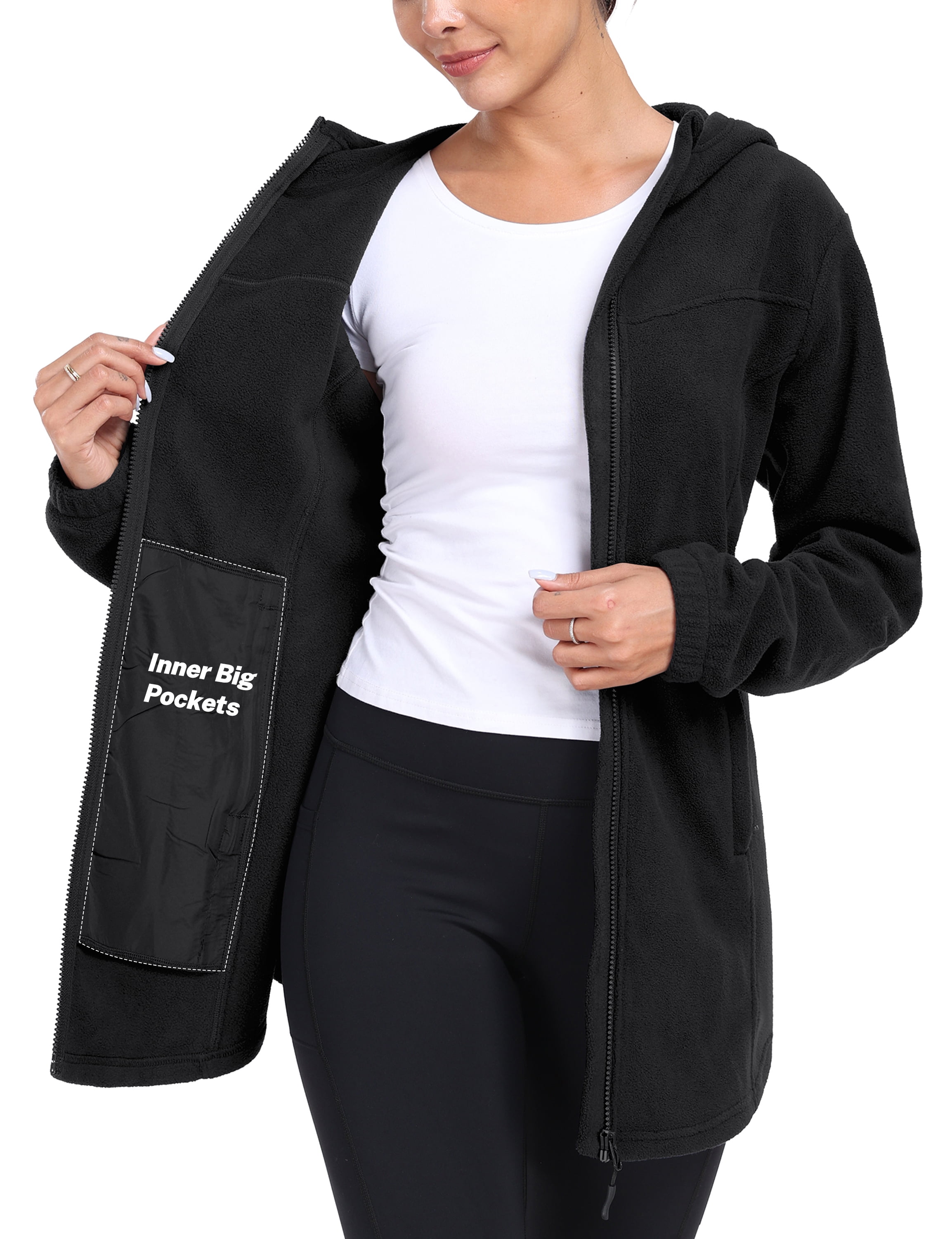 YIRUIYA Women's Polar Fleece Hooded Jacket Full Zip Outwear with Pockets