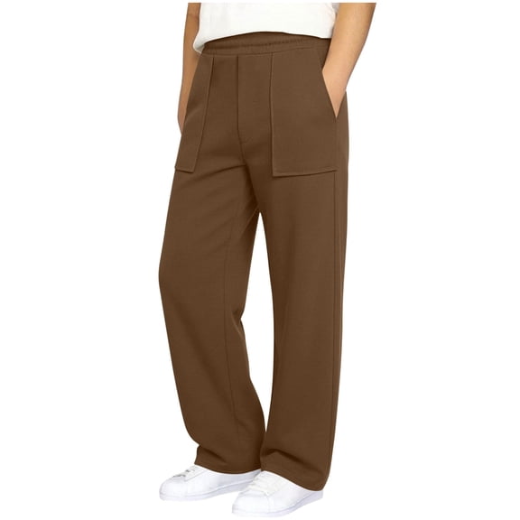 BFHHYA Youth Wide Leg Sweatpants Casual Elastic Waisted Pants Solid Color Long Pants with Pockets for Boys & Girls (5-15Y)