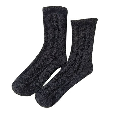 LARUYEKO Solid Color Socks Women s Mid Tube Socks Half Side Velvet Socks Coral Velvet Thickened Warm Sleep Waist High Tights Christmas Stocking Pack Garter Lingerie for Women Tops Stockings for Women