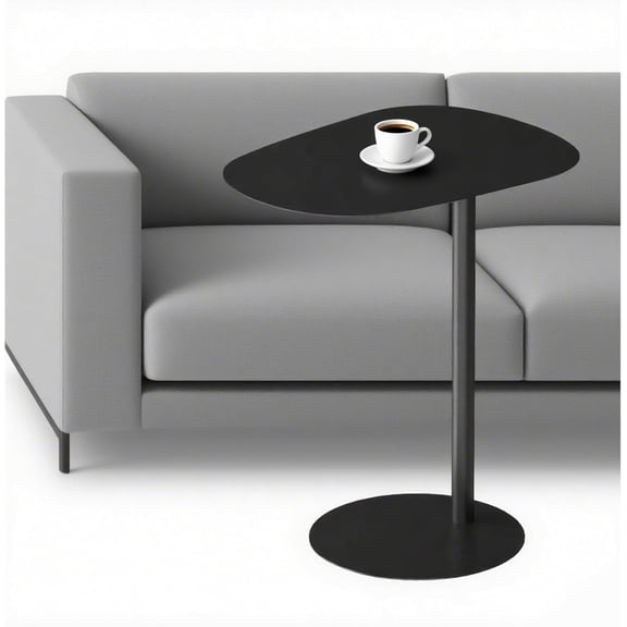 Shaped Metal Side Table, Iron End Table for Small Space, TV Tray Slides Under Couch Sofa, Laptop Table for Living Room Bedroom Bathroom
