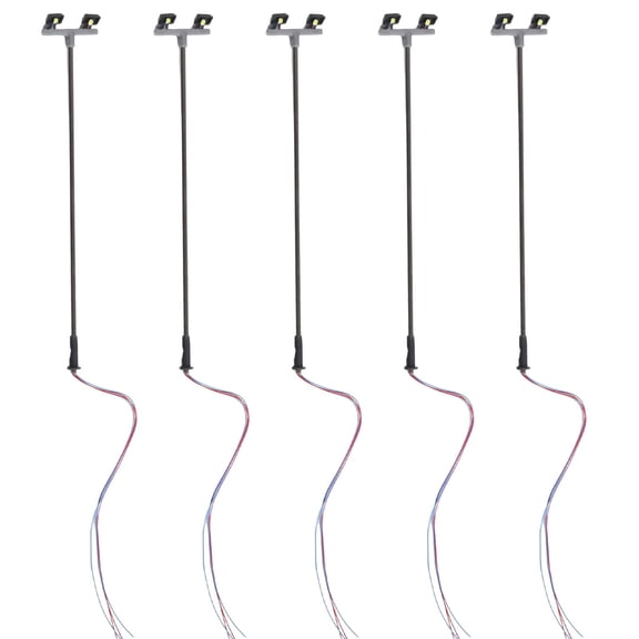 5 Pack Model Railway Yard Lights Twin LED Lamps OO Scale 1:76 Gauge Flood Light White 3V for Train Scenery Fangkenuo