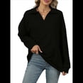 thumbnail image 1 of de Larga con Cuello en V para Mujer, Sudaderas Ligeras, Ropa de Moda de Otoño 2025. Negro XL, 1 of 10
