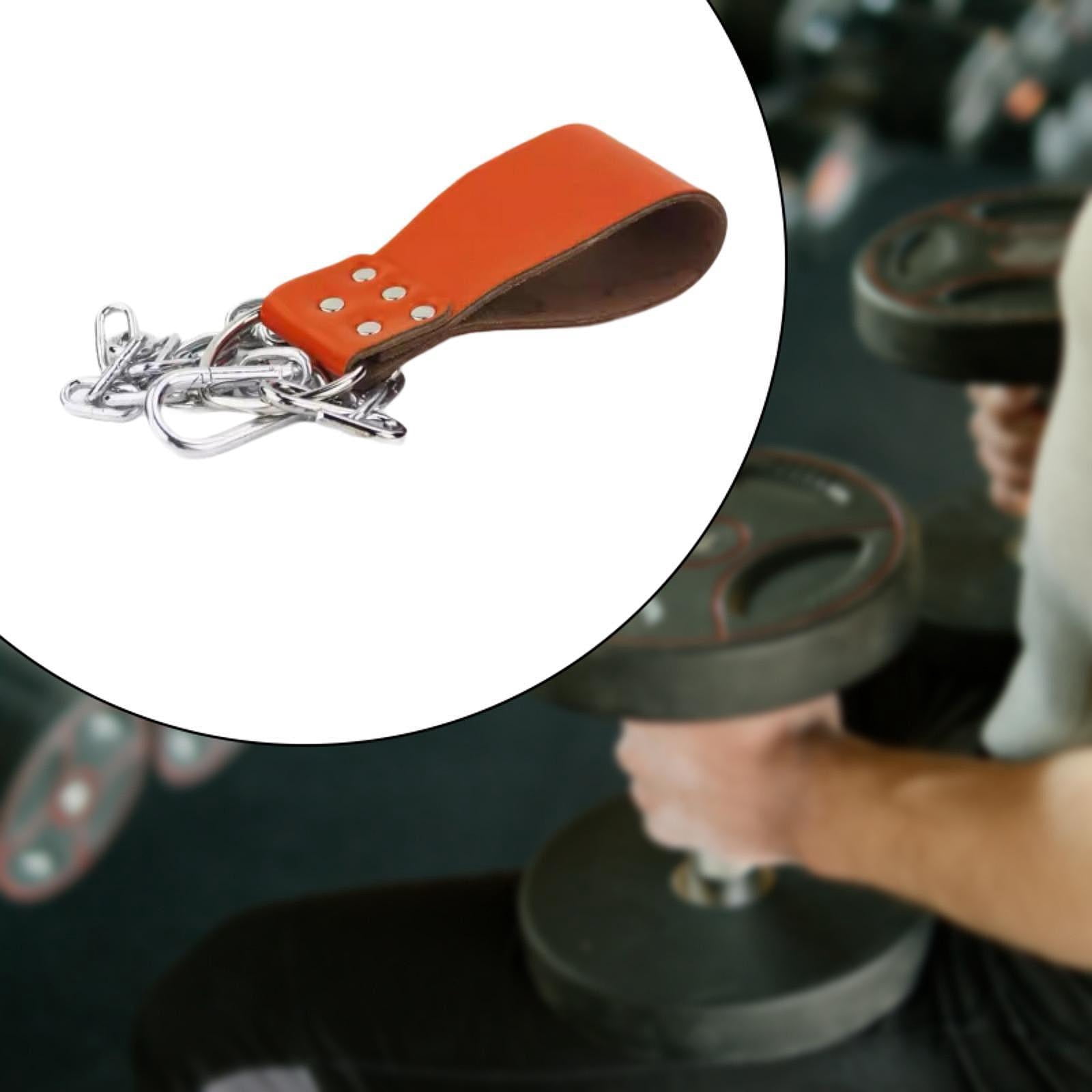 DimyFew Dumbbell Loading Strap Accessories with Chain LAT Pull Down Attachment PU Weight Orange