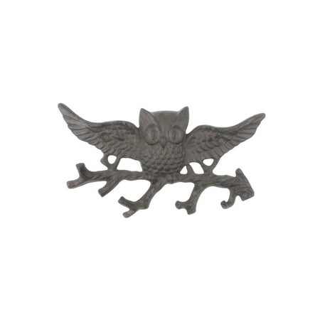 

[Pack Of 2] Cast Iron Flying Owl Landing on a Tree Branch Decorative Metal Wall Hooks 7.5