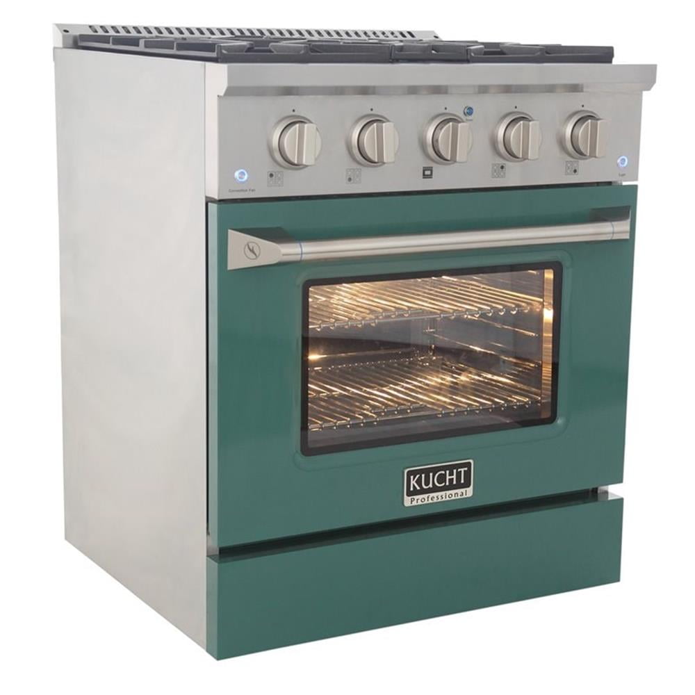 Kucht Professional 30" Modern Stainless Steel Propane Gas Range in Green/Silver