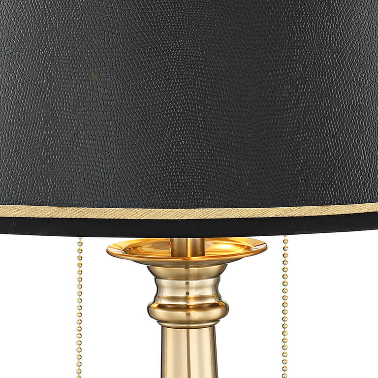 Barnes and Ivy Georgetown Traditional Desk Lamp 28 1/2 Tall Warm Brass  with USB Charging Port Black Shade for Bedroom Living Room Bedside Office  Kids 