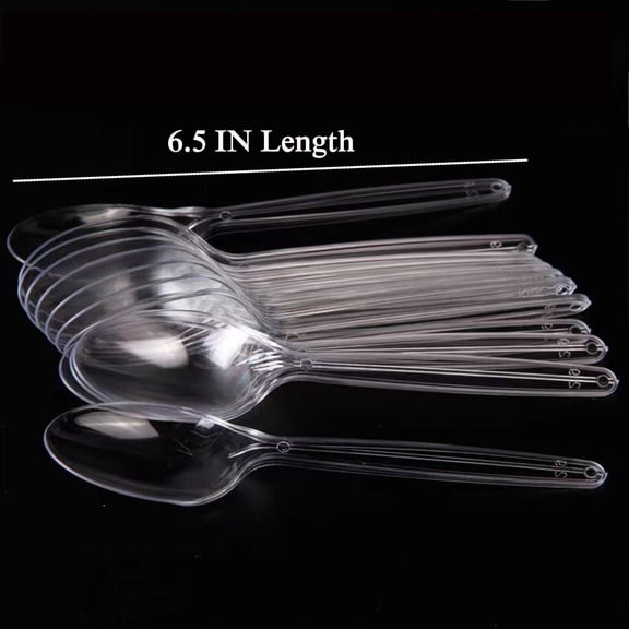 Disposable Spoons Cutlery Box | Clear Extra Strong Extra Resistant | 100/200/300/400/500/600 Transparent Plastic Spoons Hard Weight Disposable Spoon