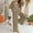Khaki, variant on Huanyaaa Women's V Neck Trousers Suit Casual Long Pants Outfit Set for Daily Wear Comfortable Pull On Pants with Drawstring Stylish Pure Color Two Piece Ensemble Dressy Sweatsuits Petite Pant Suits