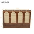 thumbnail image 3 of Queen Size Murphy Bed with Power Station, Pine Wood Cabinet Bed with Large Drawer & Rattan Decoration Panel, Folded Platform Bed for Guest Room Home Office, Walnut, 3 of 9