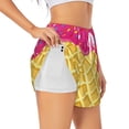 thumbnail image 2 of Disketp Red Ice Cream Print Women's Shorts Workout Shorts for Athletic Gym Running Shorts with Phone Pockets Small, 2 of 8