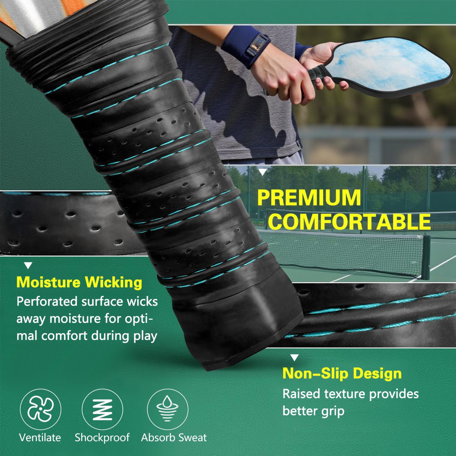 Pickleball Paddles Set Of 1, Fiberglass Surface, Ice Crystal Print, 1 Paddle, 2 Balls & Bag