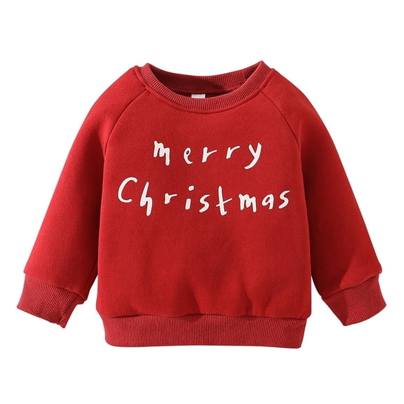 Little Boys' Sweatshirt Long Sleeved Crew Neck Pullover Sweatshirt with Letter Print Top Fall Winter Clothes ,Size 8-9T , Red