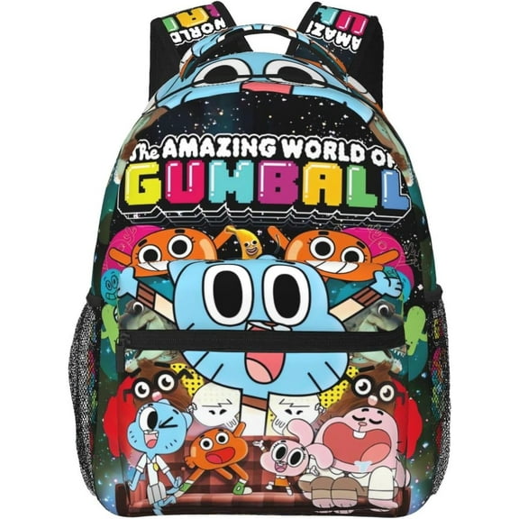 Anime The Amazing World of Gumball Backpack Canvas Funny Couple Backpacks 3D Large Capacity Travel Bags Gym Daypack Unisex