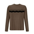 thumbnail image 4 of qolati Mens Long Sleeve T-Shirts Spring Fall Casual T Shirts for Man Color Block Lightweight Soft Breathable Basic Tee Shirts Brown XXXL, 4 of 4