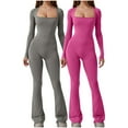 thumbnail image 2 of Combinaisons pour Femmes, 2 Pcs Mode Décontractée Couleur Unie Taille Ajustée Pantalons Longs, 2 of 5