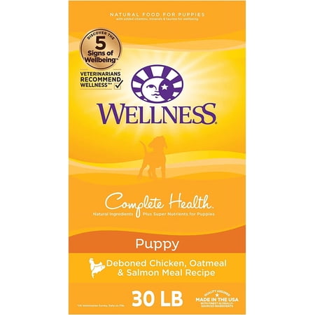 Wellness Complete Health Dry Puppy Food, Chicken, Salmon & Oatmeal, 30-Pound Bag