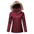 thumbnail image 1 of FashionOutfit Women's Casual Long Sleeve Quilted Padding Jacket with Detachable Faux Fur Hoodie, 1 of 1