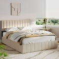 thumbnail image 3 of Asofer Modern Queen Bed Frame with Adjustable Headboard and 4 Metal Storage Drawers, Beige, 3 of 10
