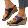 thumbnail image 4 of Women's New Summer Large Size Mixed Color Muffin Fish Mouth Wedge Sandals Summer Sandals Black 41, 4 of 8